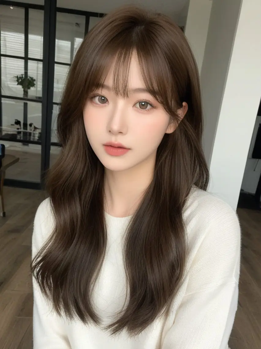 ミディアム カラー ヘアカラー トリートメント 透明感カラー/ くびれヘア/館岡俊平のヘアスタイル