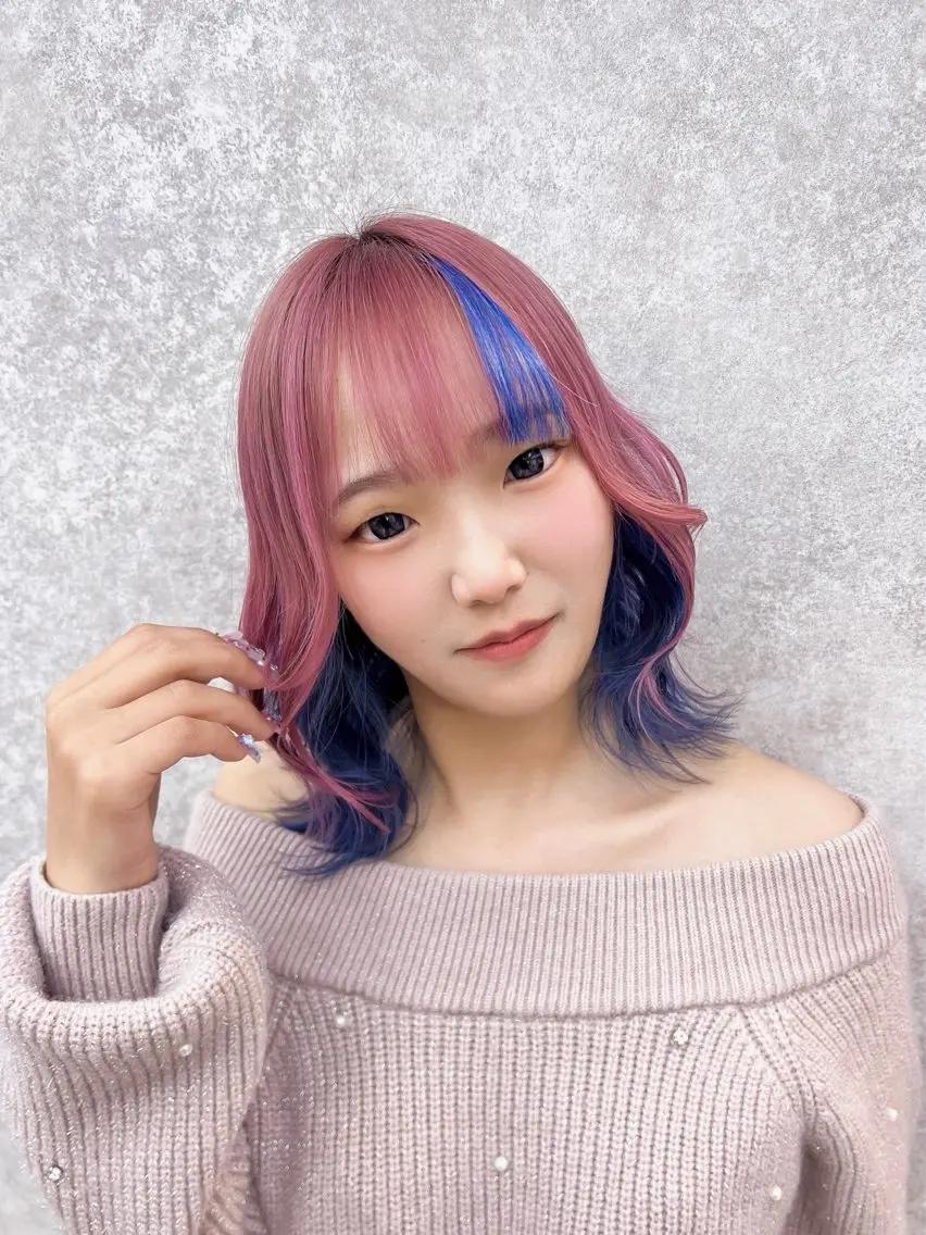 ミディアム ヘアカラー 💓Yuri💓 ハイトーン/デザインのヘアスタイル