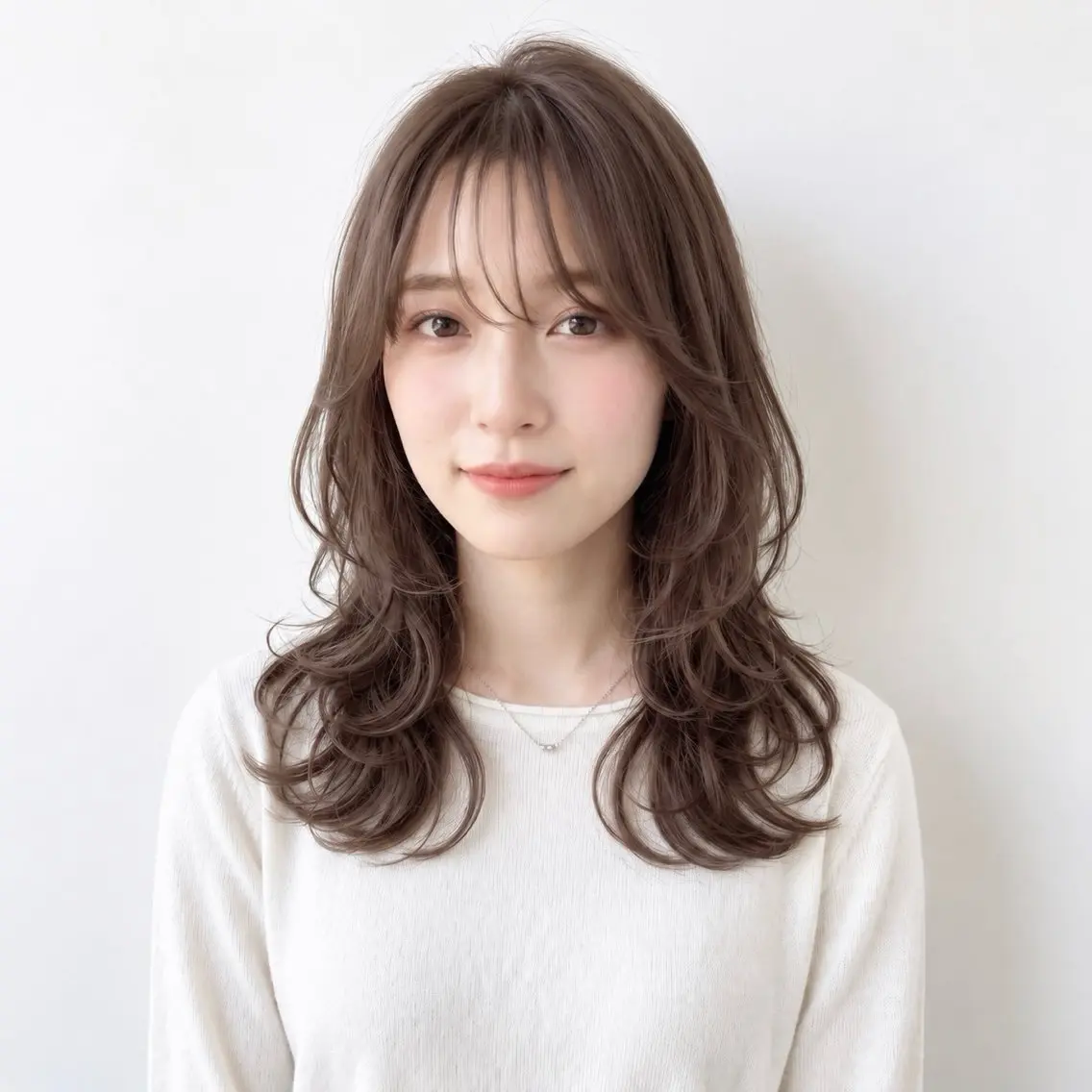 ロング カラー グレージュ モカグレージュ レイヤーカット パーソナルカラー診断 骨格診断 骨格診断/似合わせ カットあさみななこのヘアスタイル