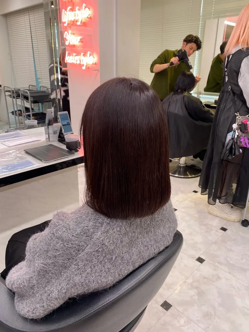 ショート カラー カット ヘアカラー トリートメント ヘアセット ♥️韓国風透明感 暖色misa♥️のヘアスタイル