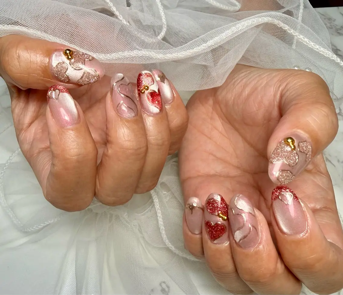 ネイル アートネイル チークネイル フラッシュネイル フラッシュマグ フレンチネイル Mai’s nailのネイルデザイン