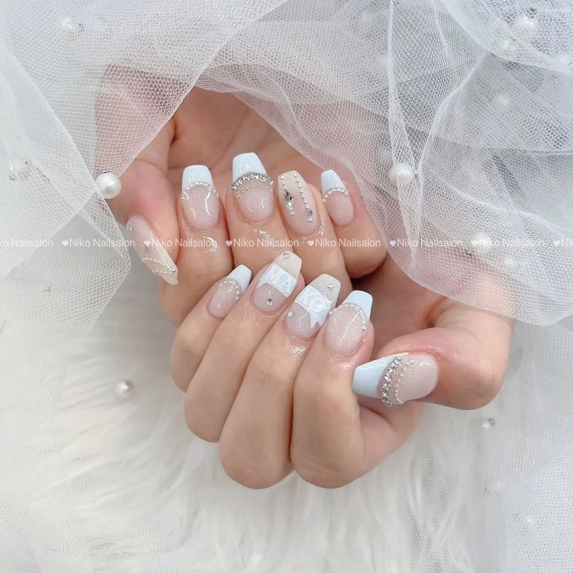 ネイル 長さ出し フットネイル フレンチネイル ジェルネイル 韓国ネイル ハンドネイル More Glam 高田馬場店のネイルデザイン