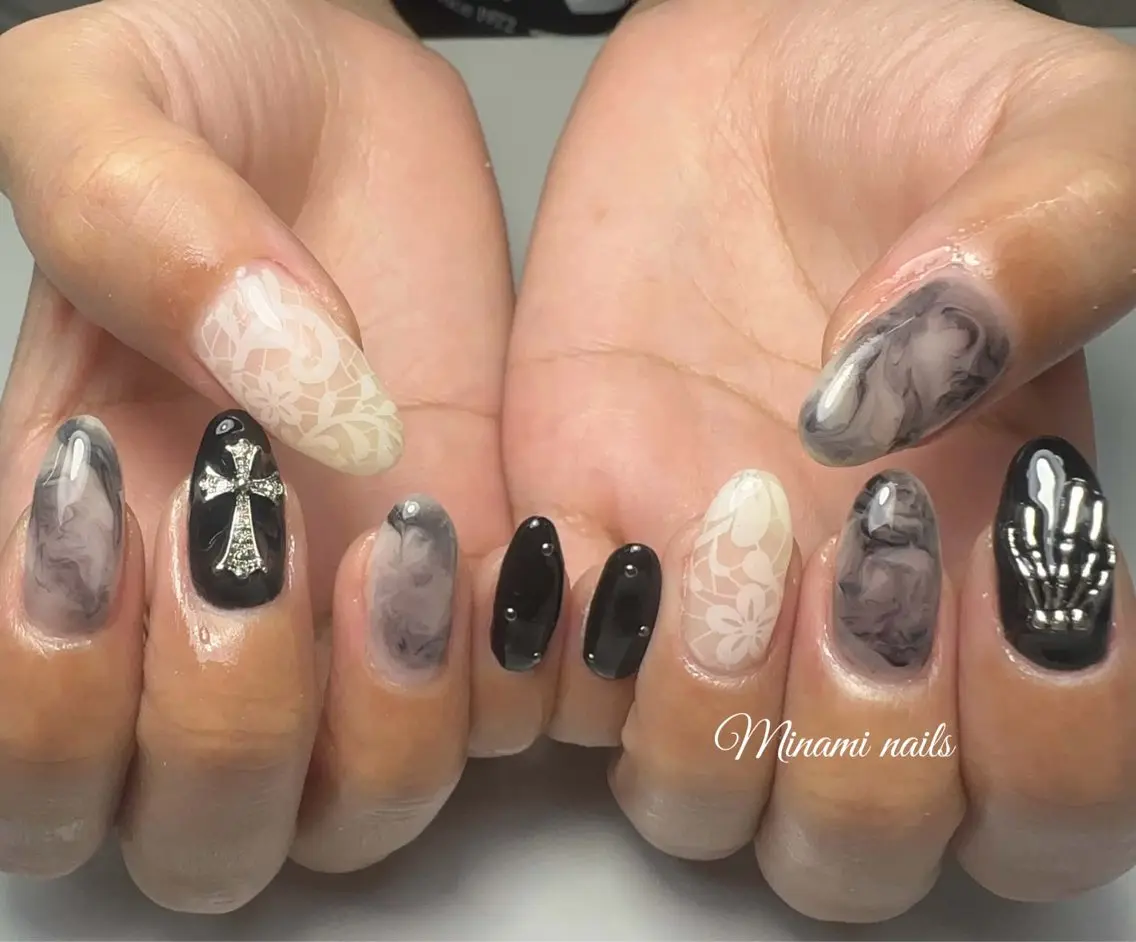 ネイル アートネイル ガーリー キラキラネイル 韓国ネイル マグネットネイル ハンドネイル Minami Nailsのネイルデザイン