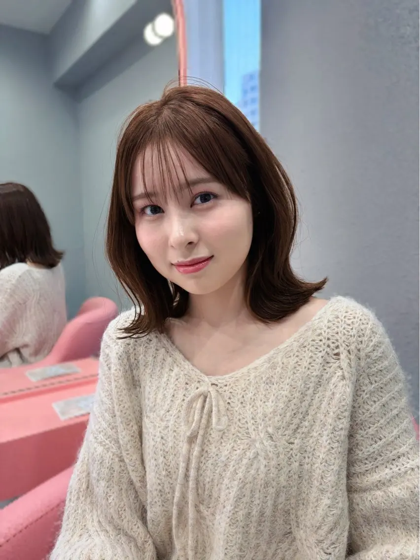 セミロング 韓国風カラー 韓国風ヘア カット トリートメント 木串 楽人のヘアスタイル