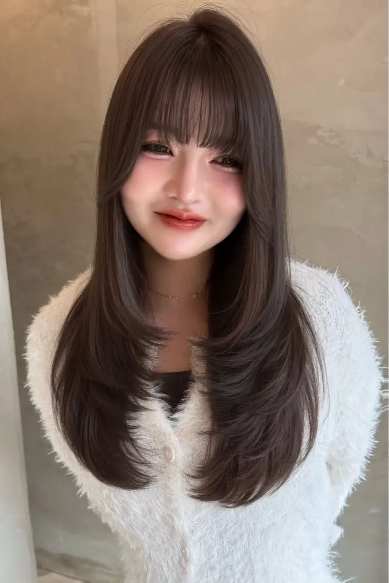 ロング カラー ヘアアレンジ 透明感カラー ハッシュカット 髪質改善 韓国風ヘア レイヤーカット ヘアカラー トリートメント 韓国レイヤーカット★ 小林大樹のヘアスタイル