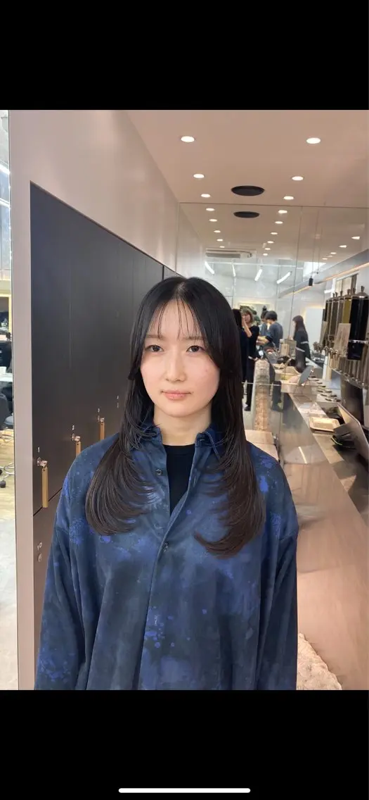 セミロング カラー レイヤーカット レイヤーボブ縮毛矯正 韓国RINAのヘアスタイル