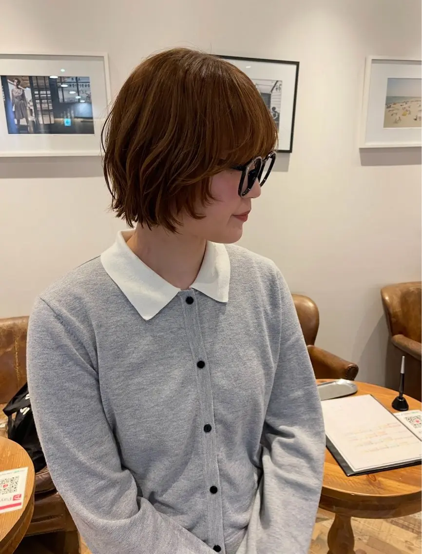 前髪メンテナンスカット+プレミアム透明感カラー🌱の写真