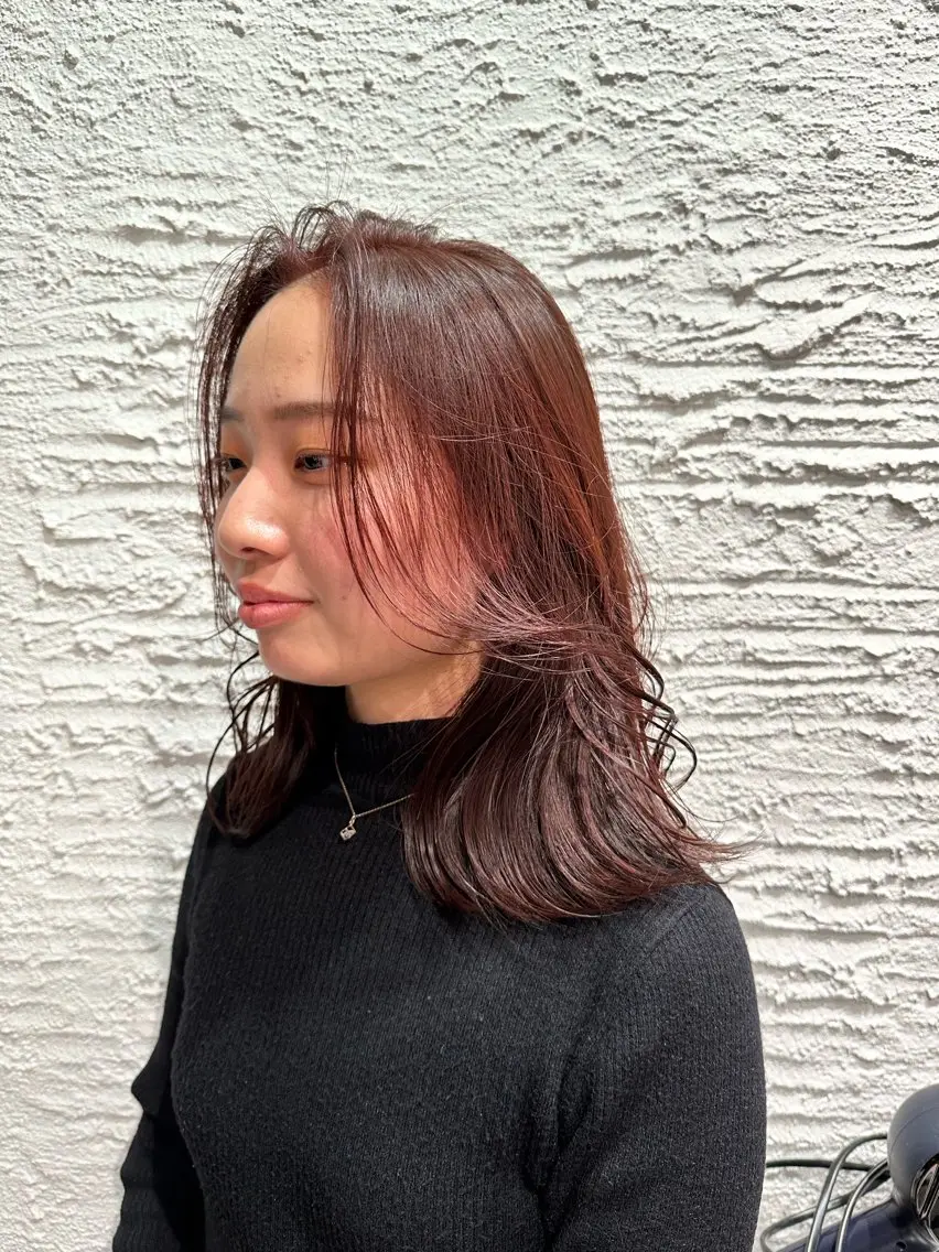 カラー ブリーチ ブラウンカラー ブリーチなしカラー レッドカラー rias HARU /カラーモデル募集のヘアスタイル