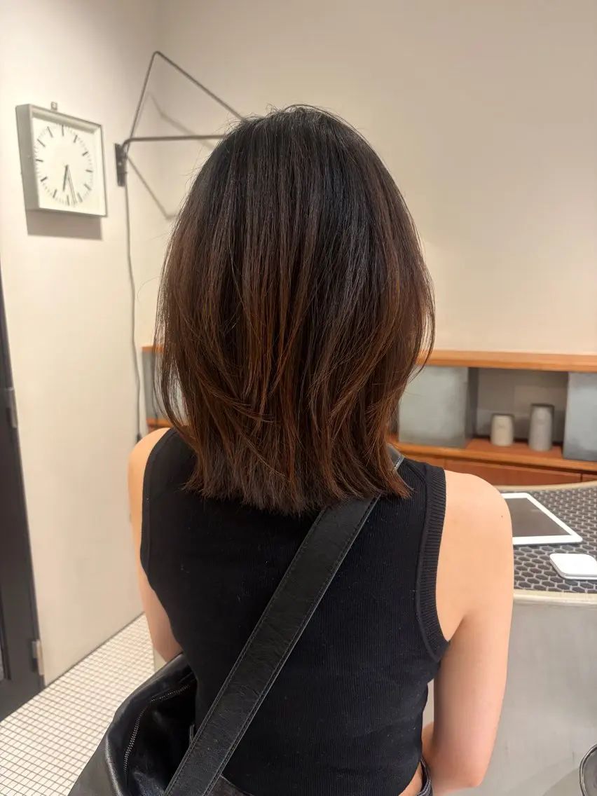 ミディアム レイヤーカット カット 酸性縮毛矯正/ ホッタケイシのヘアスタイル