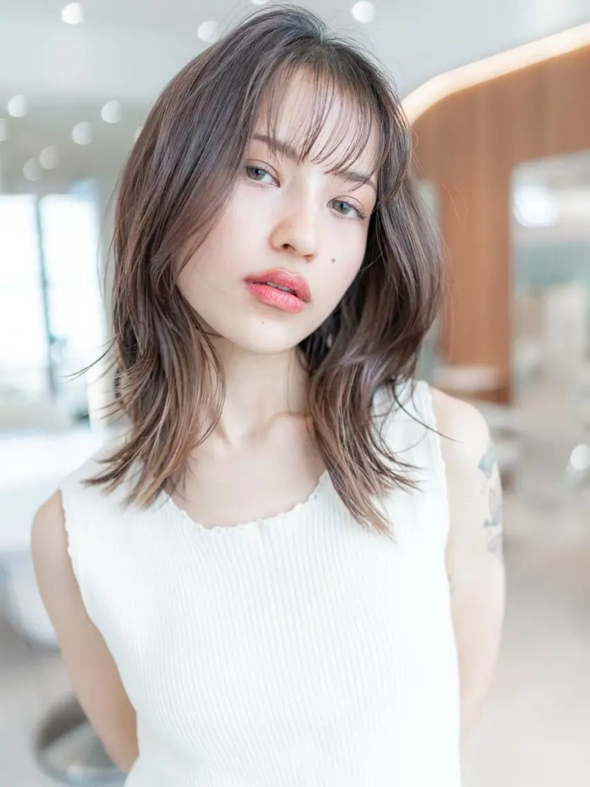 ミディアム カラー カット ヘアカラー トリートメント 🉐レイヤー/塩見 弘樹🉐渋谷のヘアスタイル