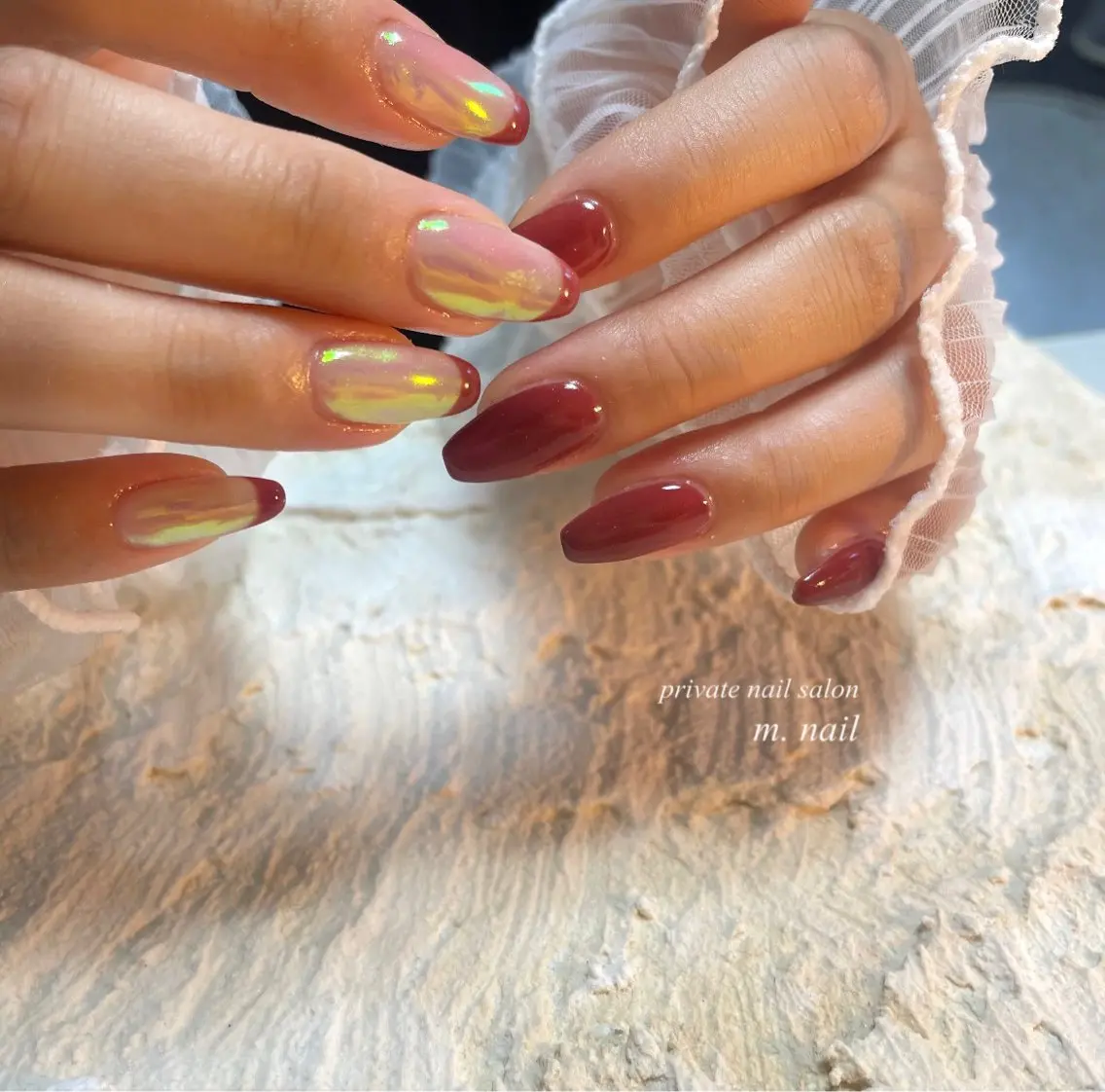 ネイル フレンチネイル ミラーネイル オフィスネイル シンプルネイル ハンドネイル m.nail salonのネイルデザイン