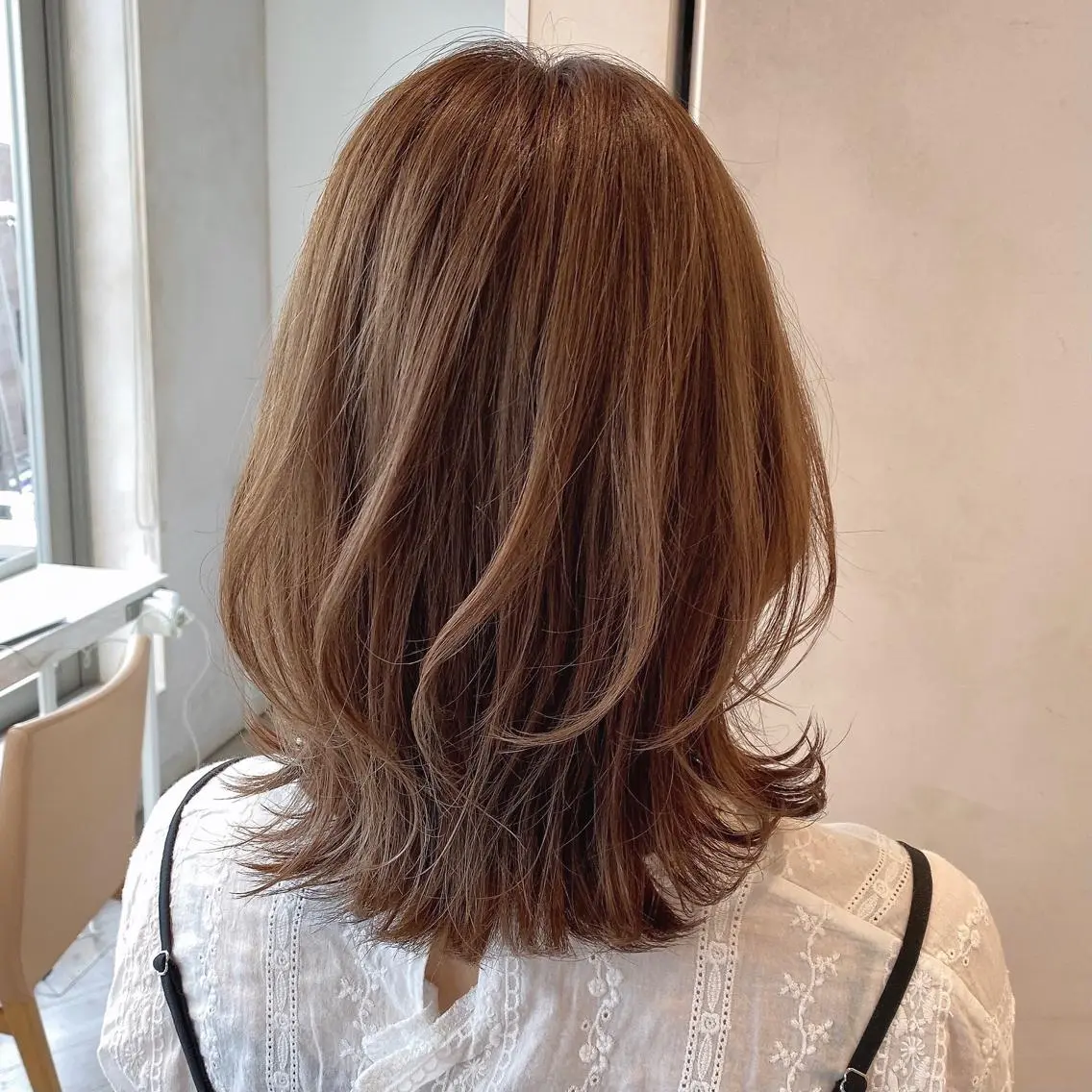 ミディアム カラー カット トリートメント 顔まわりカット🌟 くびれヘア/寺門遥輝のヘアスタイル