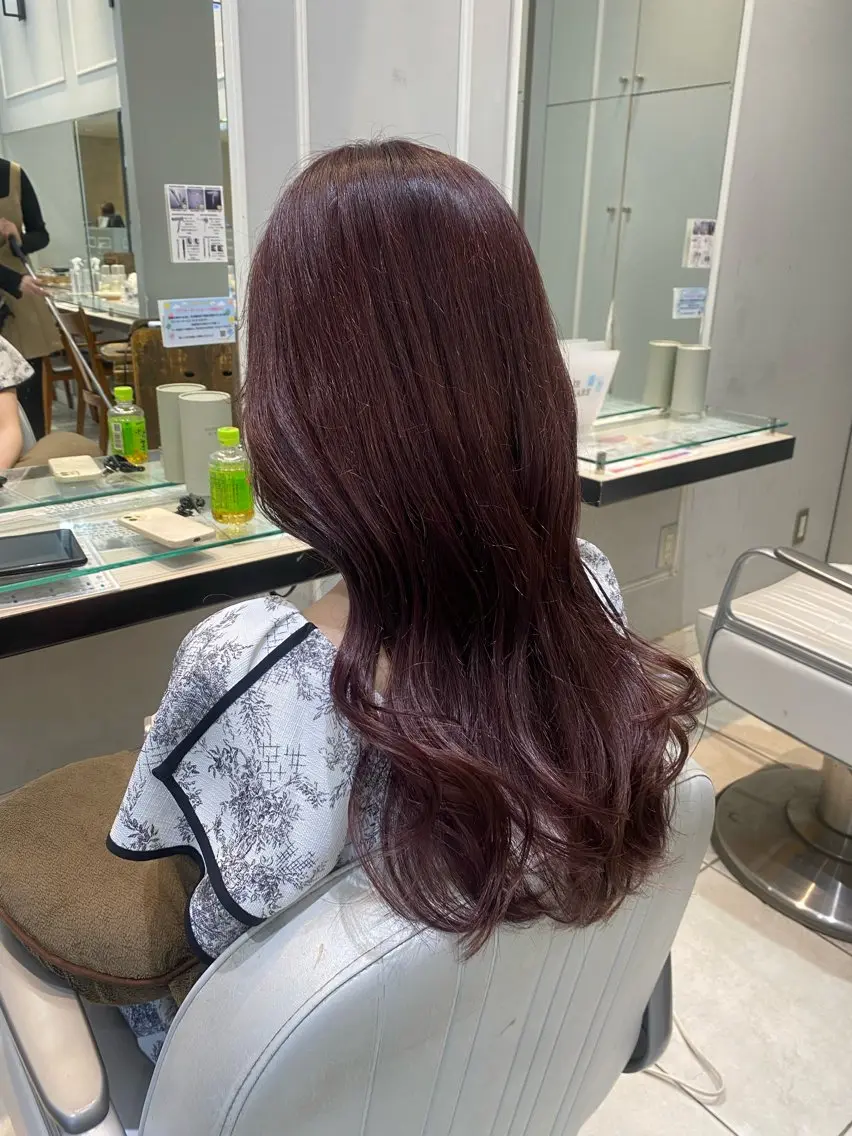 ロング カラー ベージュカラー ブリーチ ピンクカラー ピンクベージュ ヘアカラー 韓国ヘア🍒渡辺 咲🍒のヘアスタイル