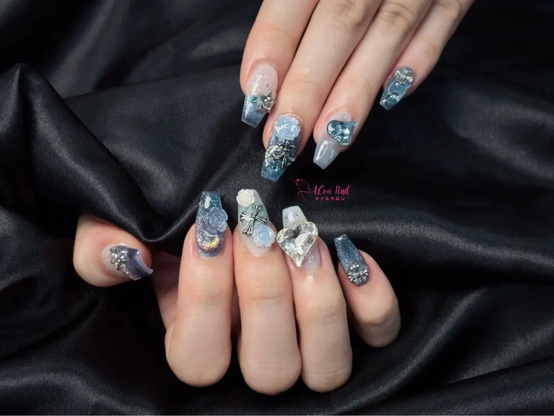 ネイル 桜ネイル 長さ出し フラワーネイル フレンチネイル ジェルネイル ハンドネイル ACon NailSalonのネイルデザイン