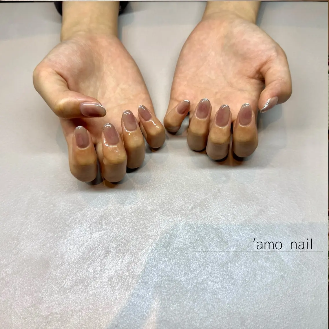 ネイル チークネイル ラメ(グリッター) 'amo nailのネイルデザイン