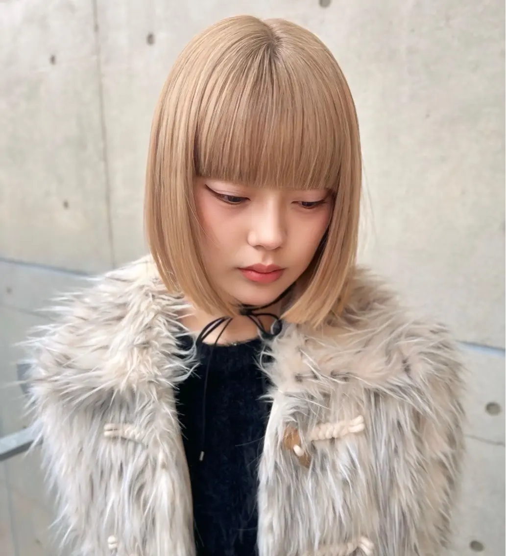ミディアム カット ヘアカラー トリートメント ヘッドスパ けいし🐬ボブ 美髪縮毛矯正のヘアスタイル