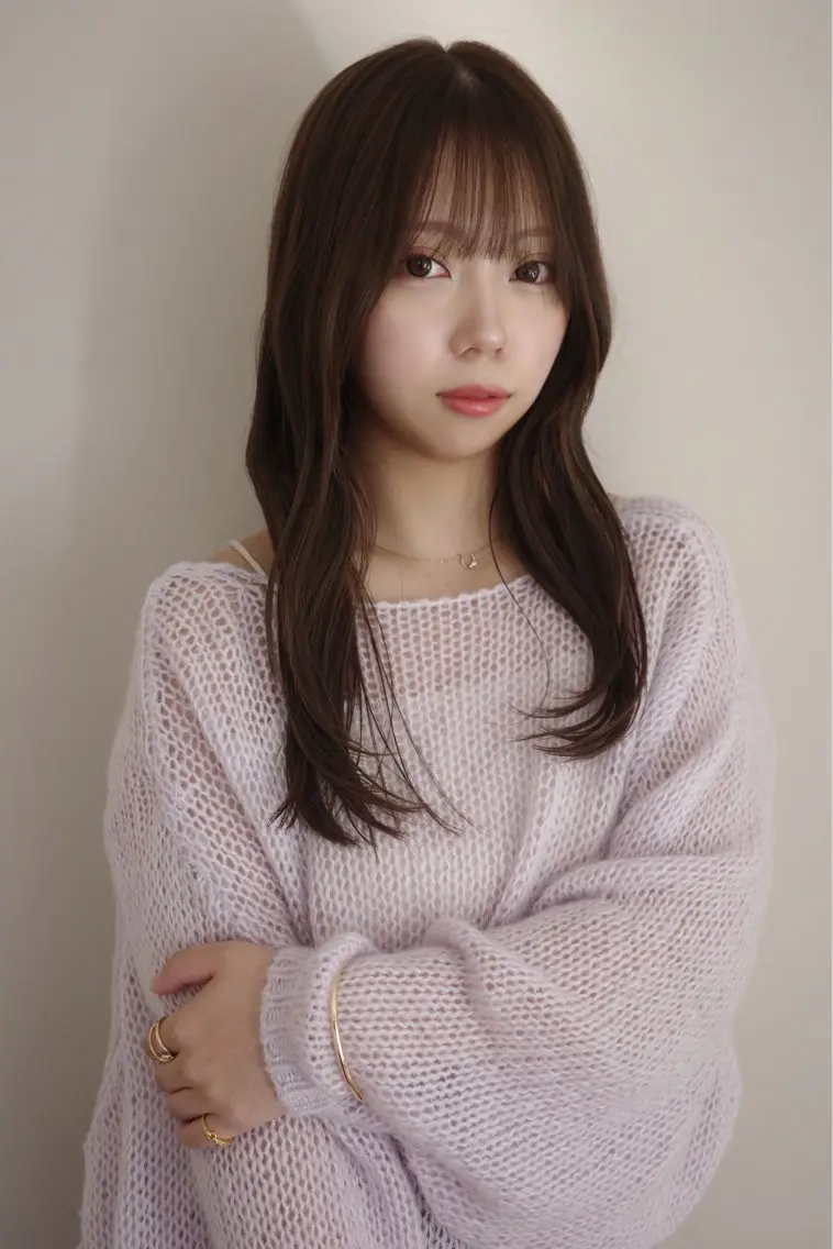 ロング 顔まわりレイヤー 顔周りカット レイヤーカット カット 杉原 駿亮のヘアスタイル