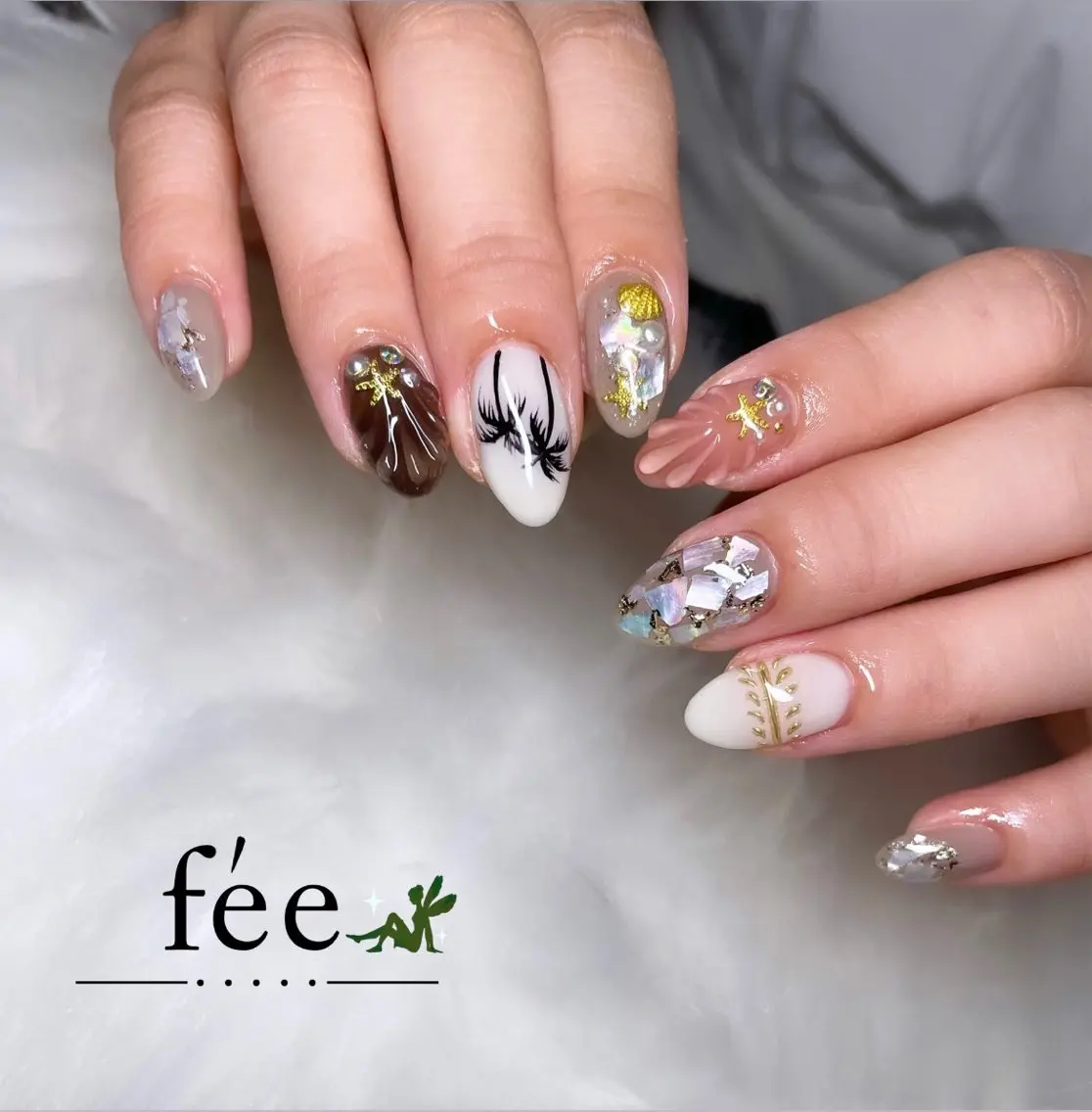 ロング ネイル 韓国風ヘア フットネイル フレンチネイル ジェルネイル 韓国ネイル ハンドネイル nail salon fee(フィー)のネイルデザイン