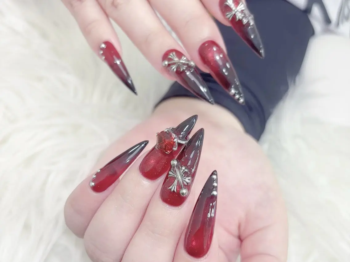 ネイル 成人式 大理石ネイル(マーブル) 持ち込み ネイルチップ 冬ネイル ハンドネイル MoMoA Nail ネイル長さ出し専門店のネイルデザイン