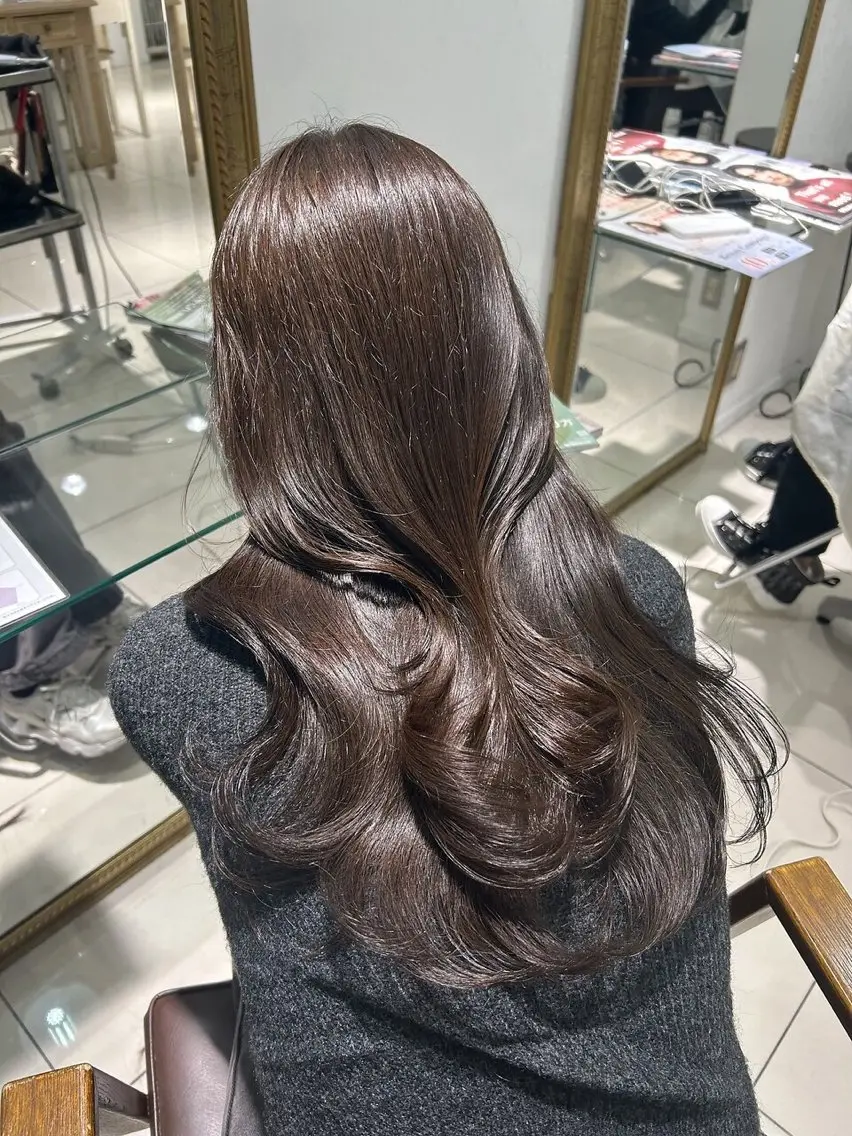 【透明感好き集まれ🎀🪽】顔周りカット+ブリーチなしWカラー+髪質改善トリートメント🦋✨/¥23020→¥13000の写真
