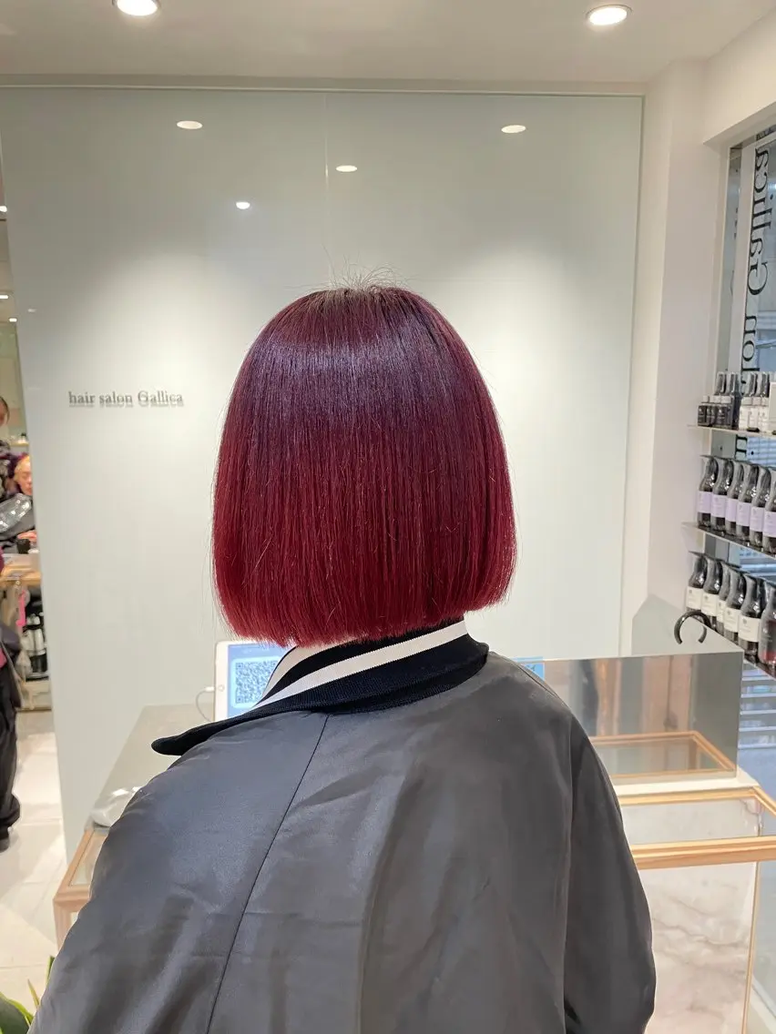 ミディアム カラー ヘアアレンジ ブリーチ レッドカラー 縮毛矯正 カット トリートメント ヘッドスパ ヘアセット 艶カラー✨縮毛矯正✨ 翁長孝輔のヘアスタイル