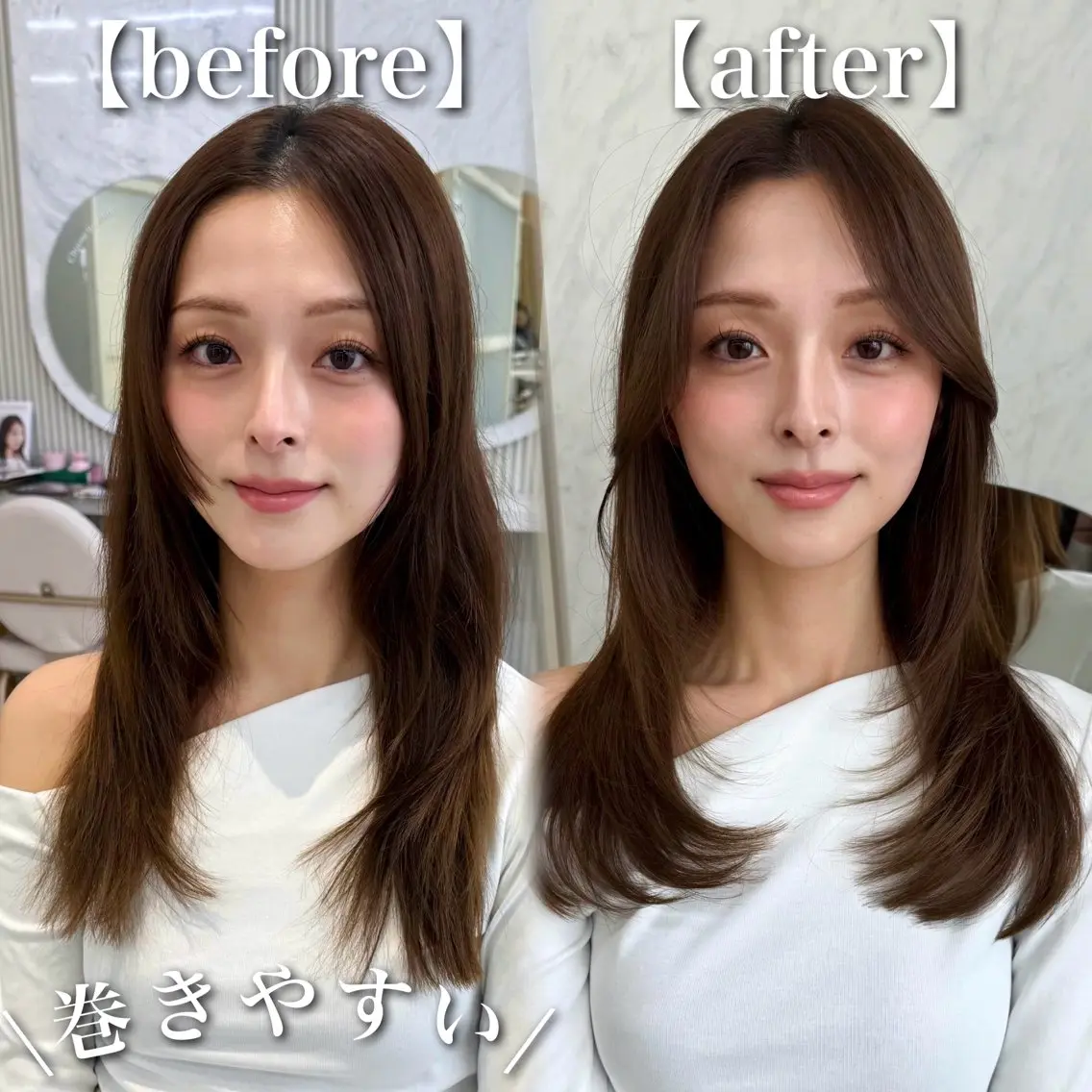 セミロング カラー 似合わせレイヤー/ 透明感カラーのヘアスタイル