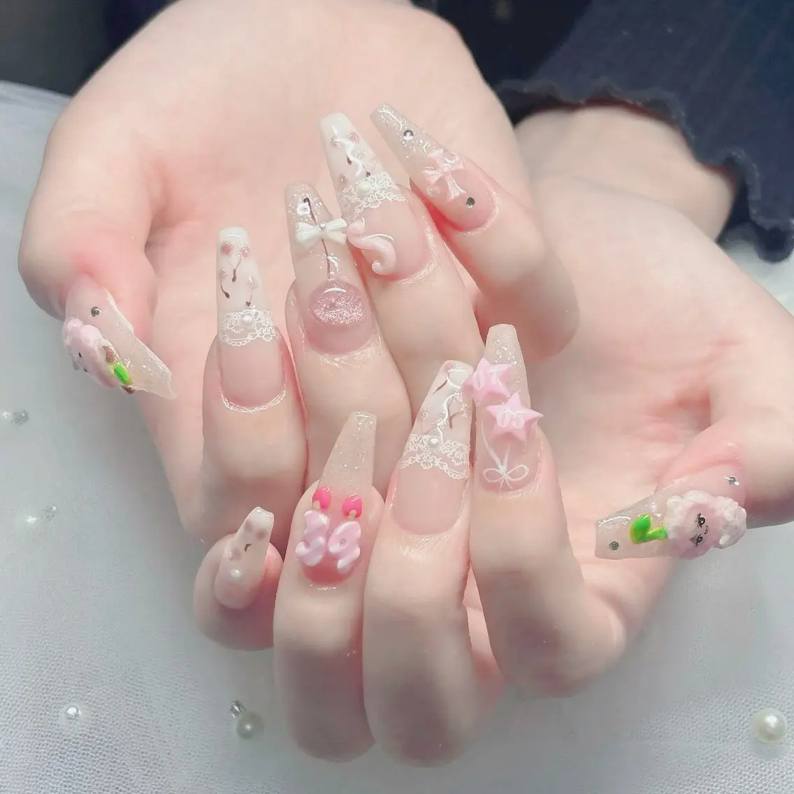 ネイル フットネイル フレンチネイル グラデーション 韓国ネイル ロングネイル ハンドネイル Hani Nail Salonのネイルデザイン