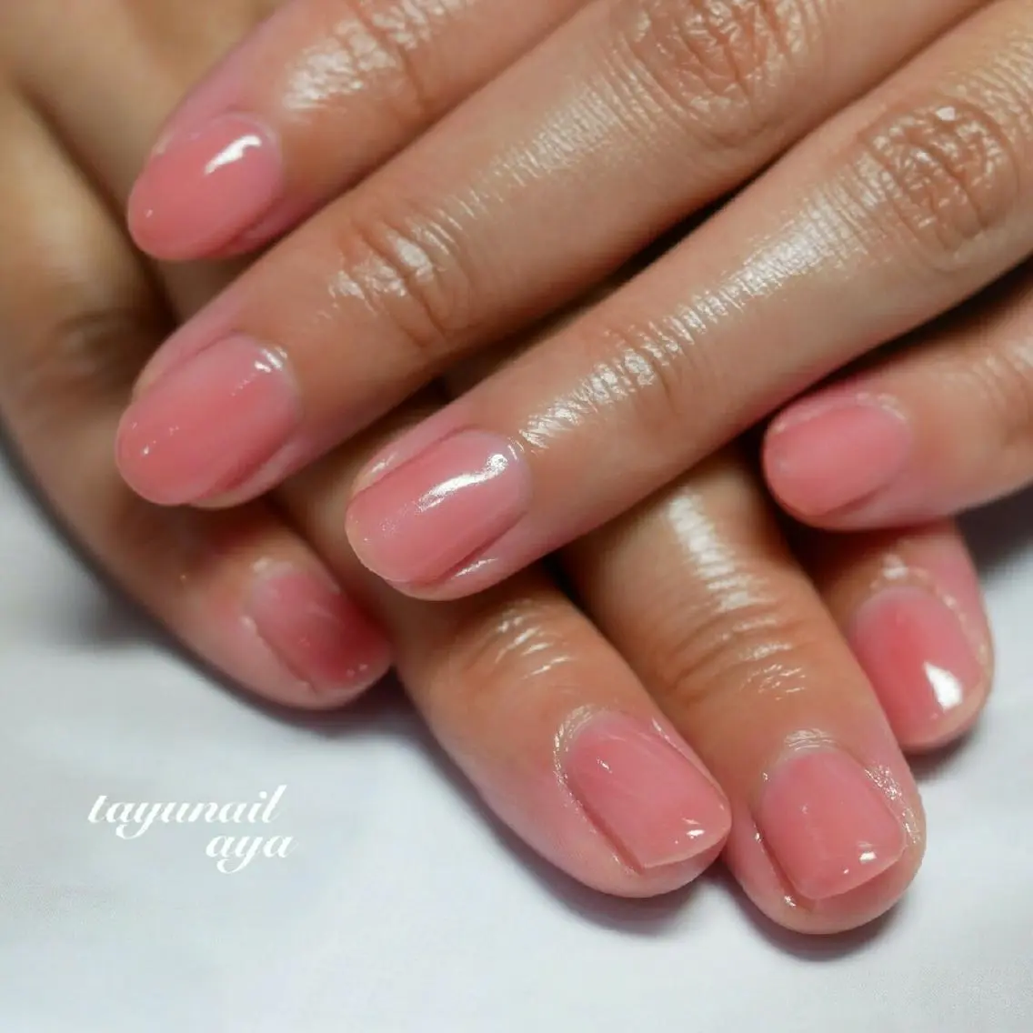 ネイル ブルー ジェルネイル ワンカラーネイル パラジェル ピンク ネイルサロン 【たゆnail】のネイルデザイン
