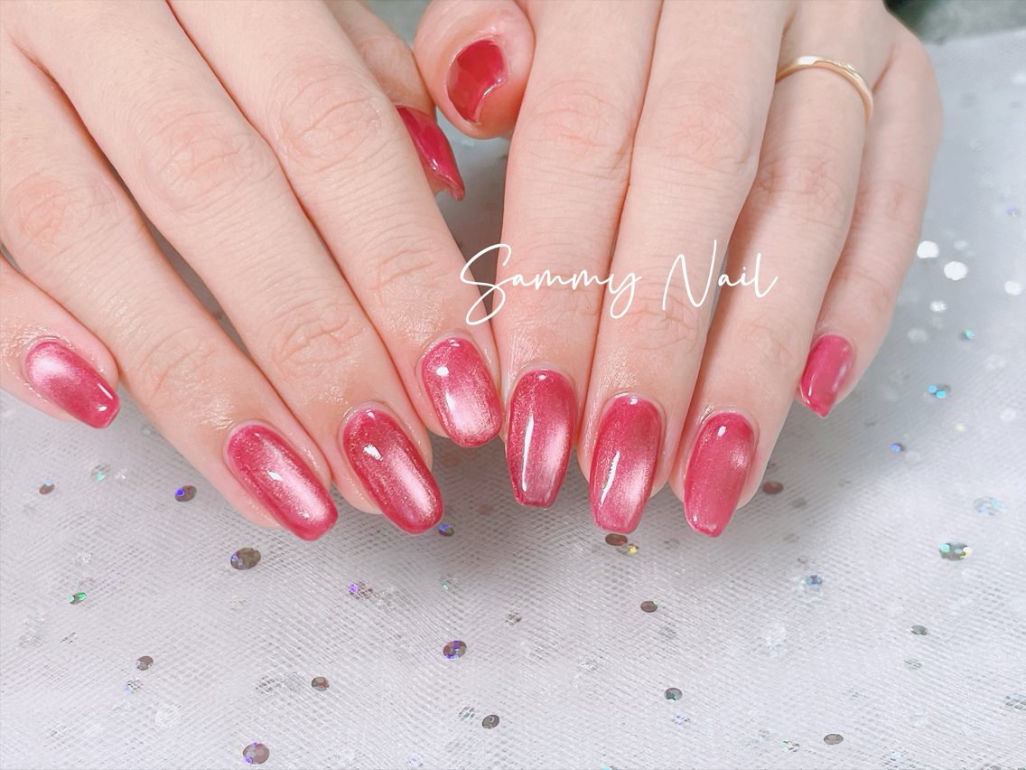 ネイル ボルドー マグネットネイル ワンカラーネイル ハンドネイル Sammy Nailのネイルデザイン