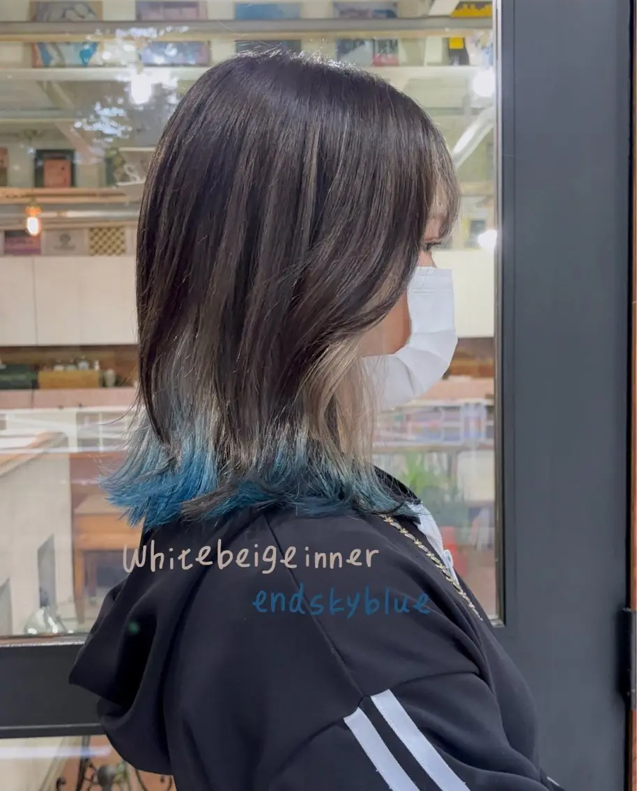 ミディアム カラー ベージュカラー ブルーカラー ホワイトベージュ ヘアカラー なぎ🌿.∘[ボブ, ニュアンスカラー]のヘアスタイル