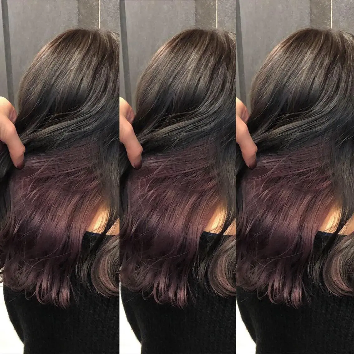 ミディアム カラー インナーカラー ピンクカラー ピンクパープル パープルカラー ヘアカラー トリートメント 得能 雅人のヘアスタイル