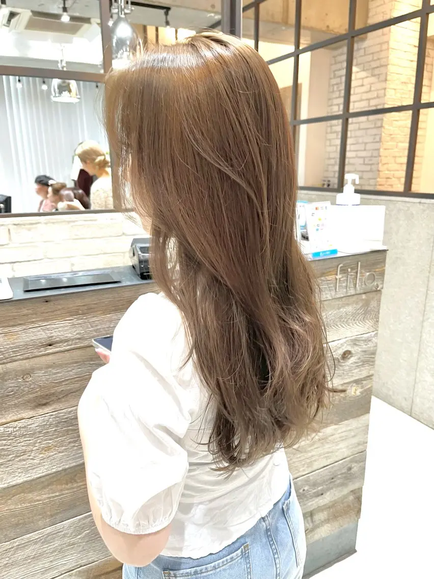 ロング カラー アディクシーカラー ベージュカラー 透明感カラー グレージュ ヘーゼル カット ヘアカラー トリートメント 🌈外国風ハイライト こうたろうのヘアスタイル