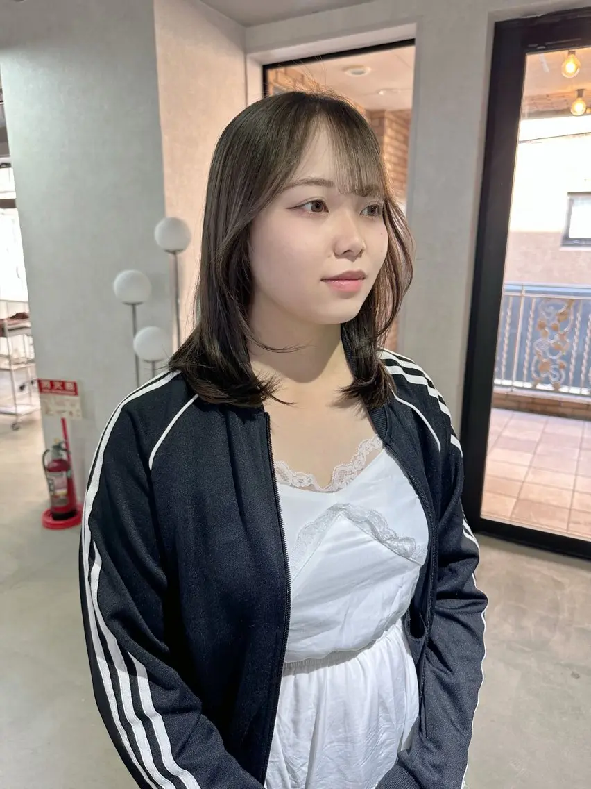 ミディアム ケアカラー ボブ 髪質改善 韓国風ヘア レイヤーカット ヘアカラー トリートメント 心斎橋 韓国レイヤ ー指名No.1renのヘアスタイル