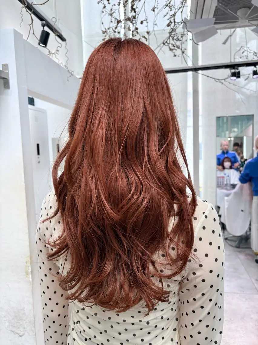 ロング オレンジブラウン ヘアカラー 天神ハイトーン/ ブリーチカラー/りんのヘアスタイル