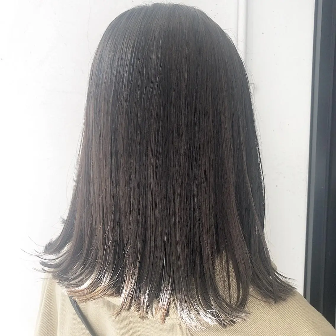 ミディアム カラー グレージュ ミルクティーグレージュ 切りっぱなしロブ 💚 nao💚のヘアスタイル