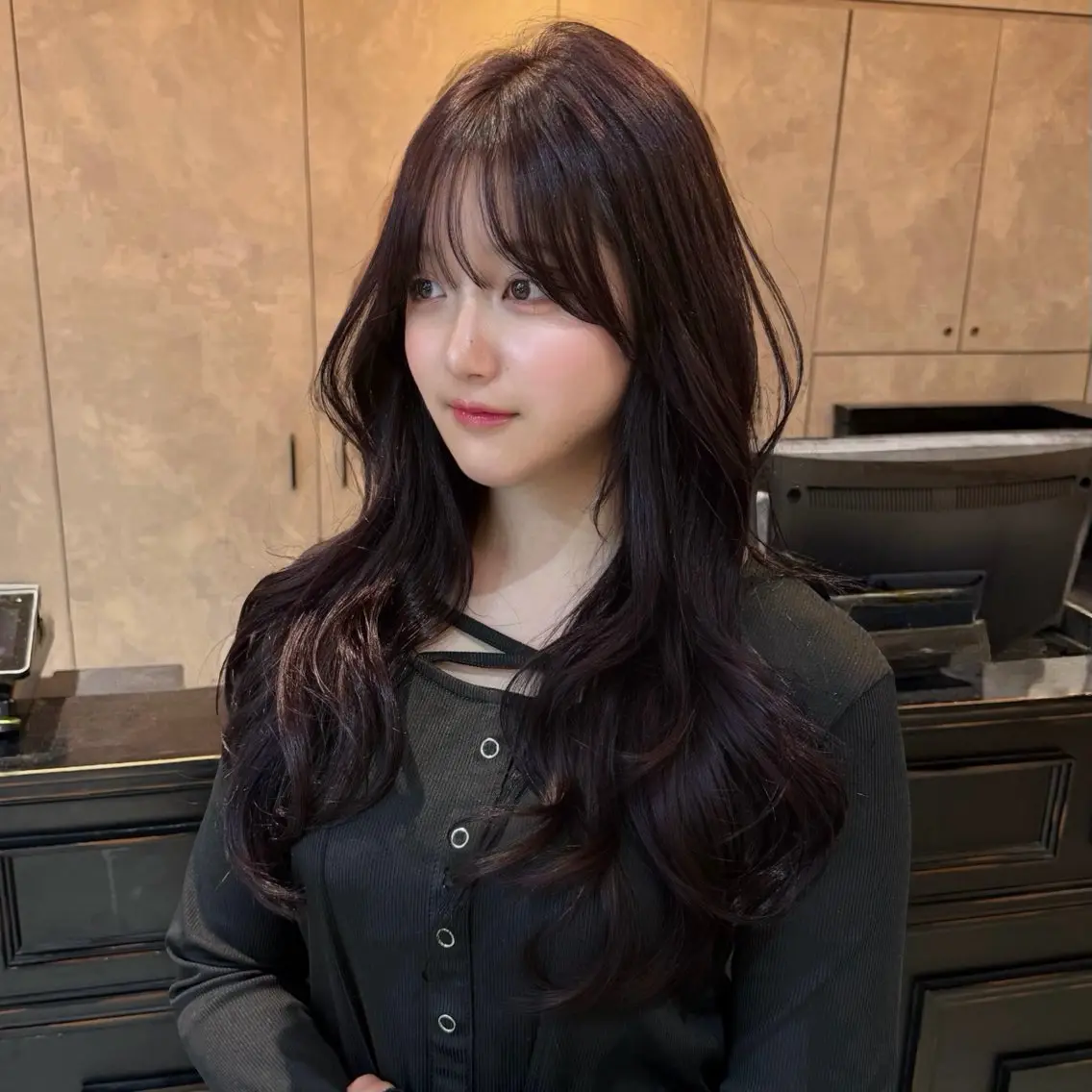 ロング カラー ヘアアレンジ カット ヘアカラー トリートメント ヘアセット 韓国ヘア/レイヤー/ 🩶ツブラ🩶のヘアスタイル