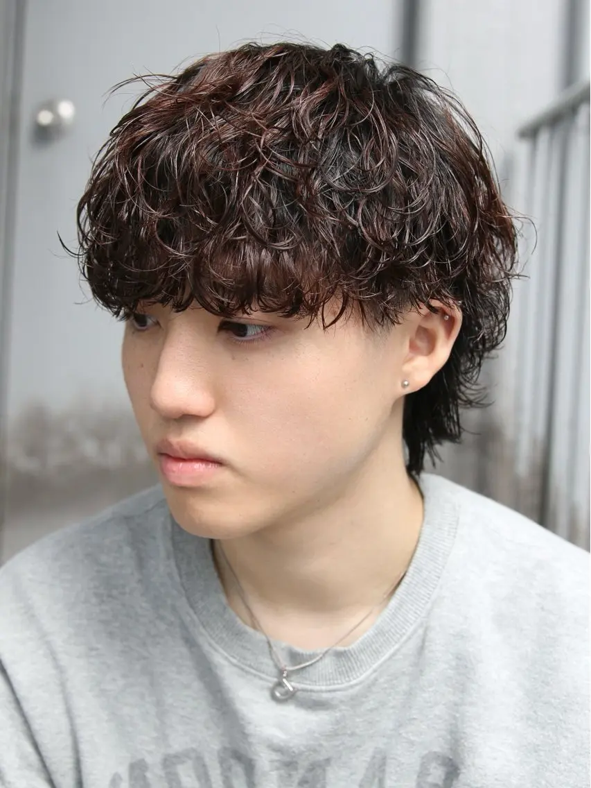 ショート パーマ メンズ メンズパーマ カット パーマ メンズパーマ特化/ シャドウ/波巻/陸翔のヘアスタイル