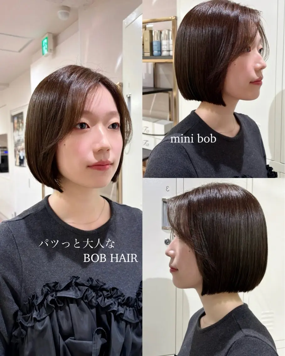 ショート カラー 切りっぱなしボブ ショートボブ ハンサムショート 丸みショート ハイライトカラー カット ヘアカラー トリートメント ショート/ボブ/ 透明感カラー/ほのかのヘアスタイル