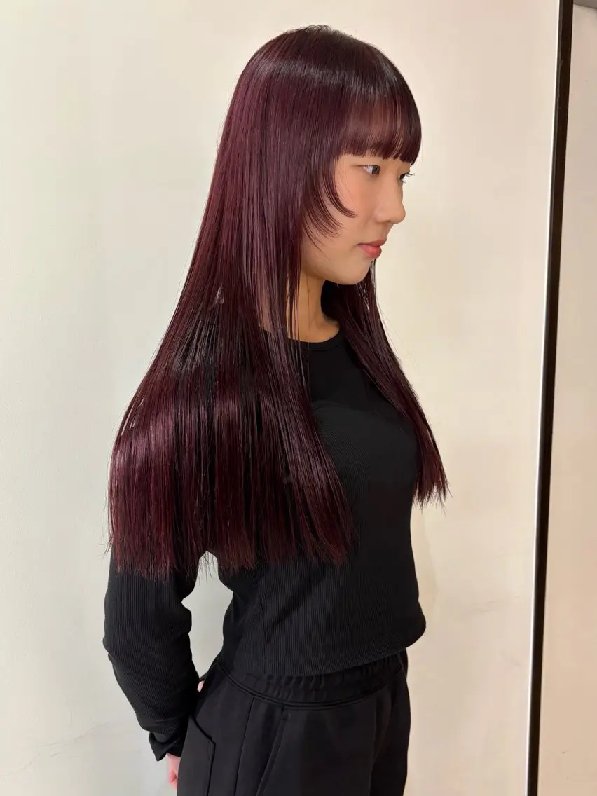 カラー ブリーチ レッドカラー ヘアカラー rinka/暖色 ボブカットモデルのヘアスタイル