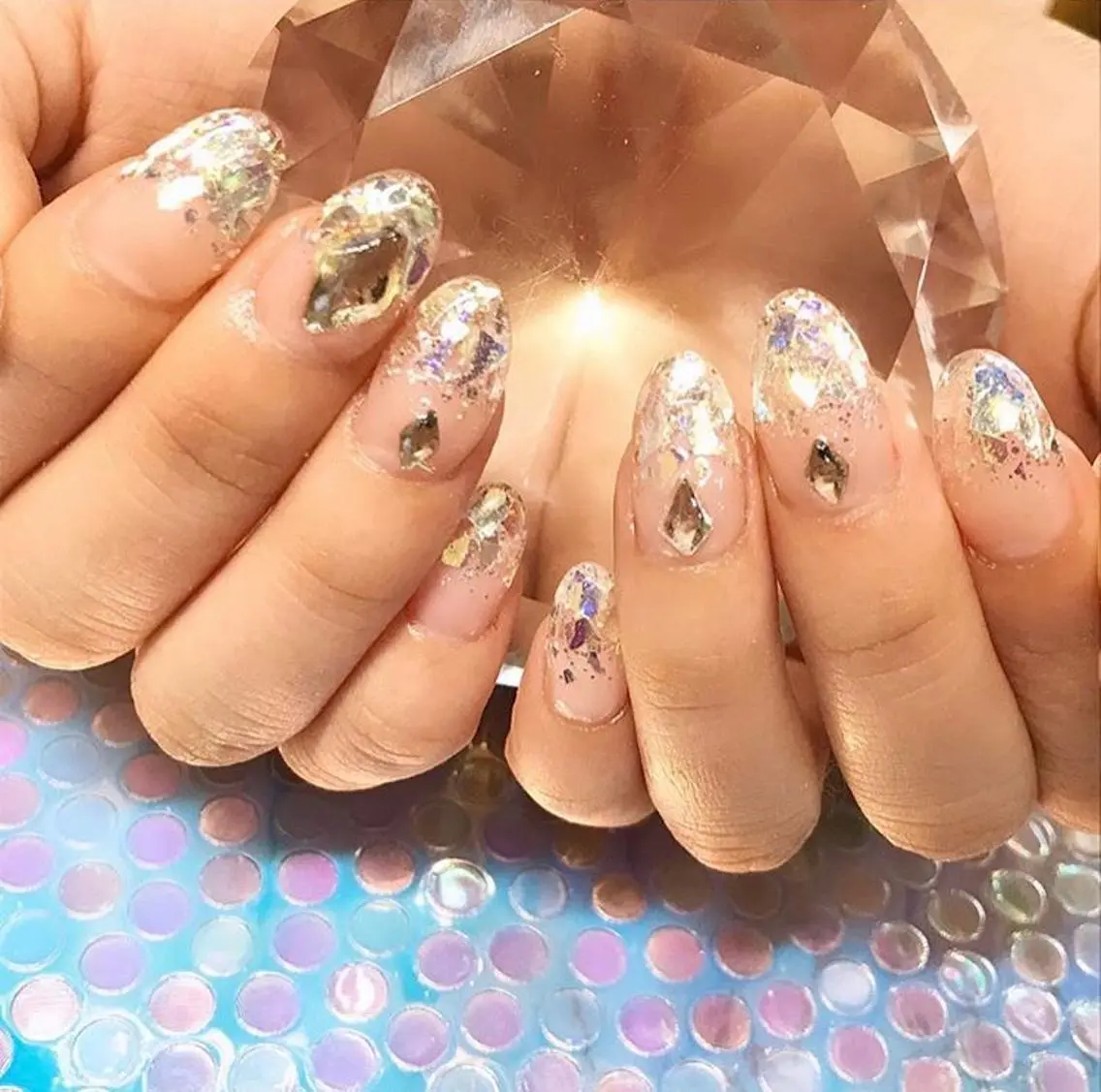 ネイル 渋谷／チップ長さ出し 👑アプレgel-xのネイルデザイン