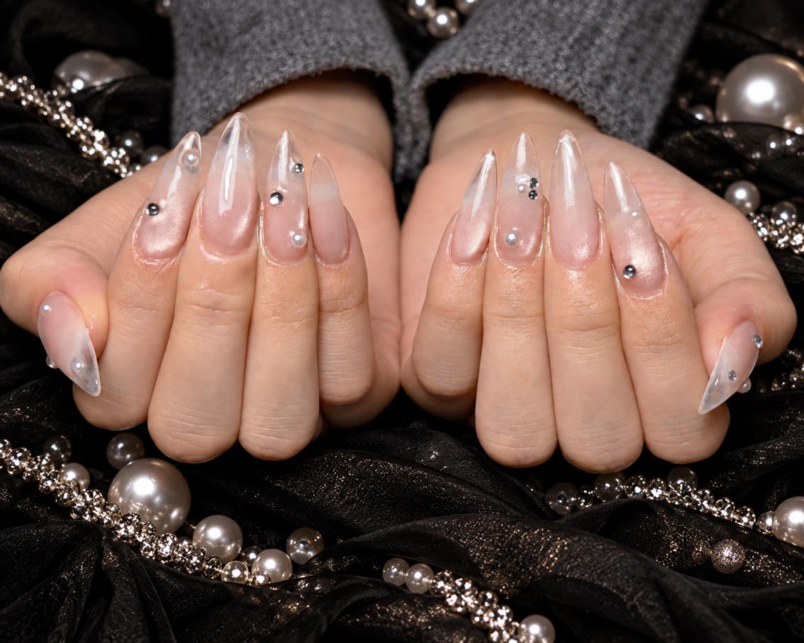ネイル 長さ出し キラキラネイル 韓国ネイル ロングネイル 持ち込み NOERA NAIL チップ長さ出し大塚店のネイルデザイン