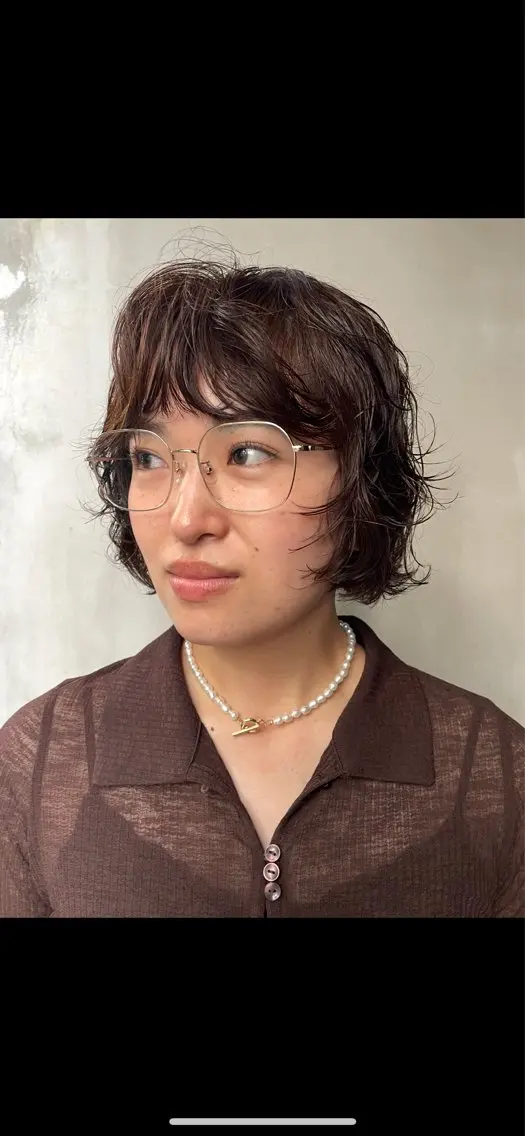ミディアム パーマ ミディアムパーマ ボブ 長島 舞のヘアスタイル