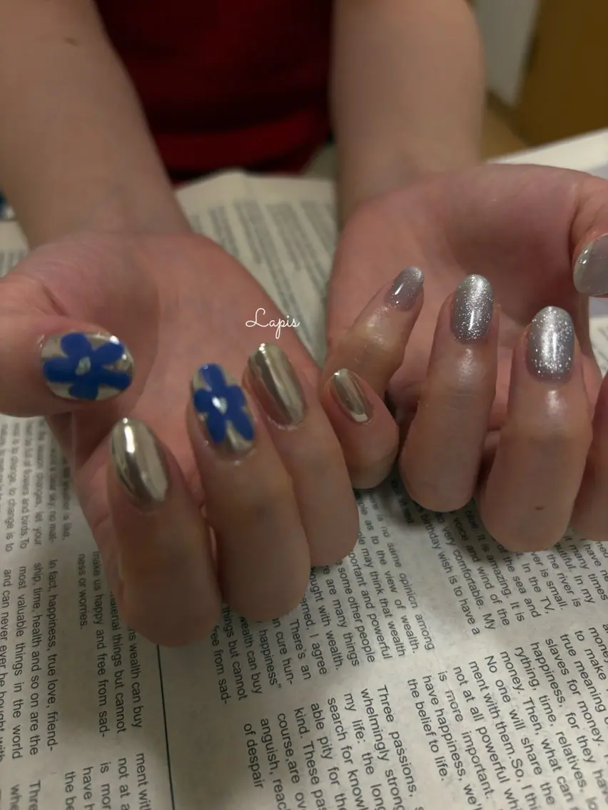 ネイル マグネットネイル ミラーネイル ハンドネイル Lapis *のネイルデザイン