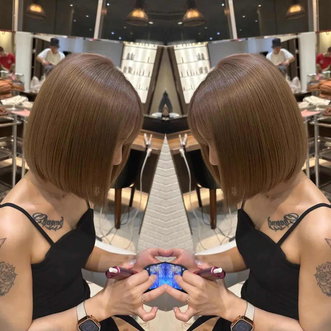 ショート バレイヤージュ ボブ🌈ナツヤのヘアスタイル