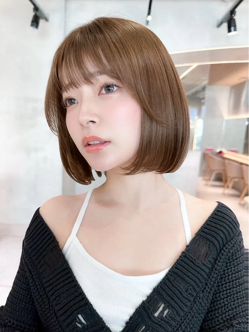 ミディアム カラー ヘアアレンジ カット ヘアカラー トリートメント ヘッドスパ ヘアセット 縮毛矯正🤍 盛れるボブ/ひかりのヘアスタイル