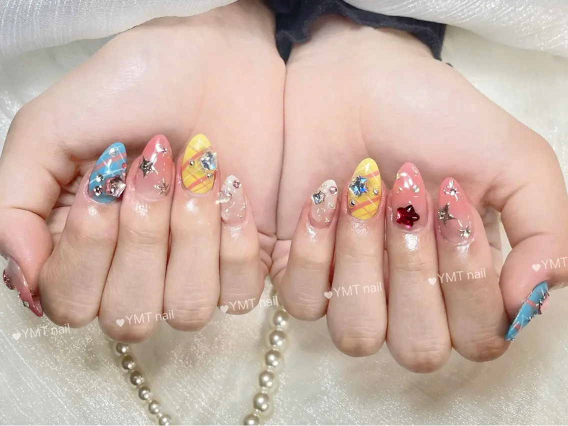 ネイル 長さ出し フットネイル ジェルネイル 韓国ネイル マグネットネイル ハンドネイル YMT． NailStudioのネイルデザイン