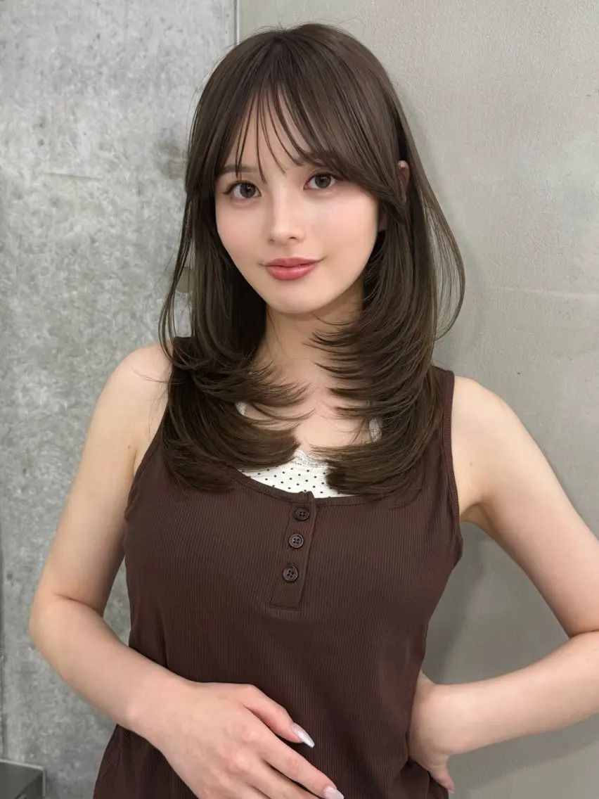 ミディアム カラー 切りっぱなしボブ ミディアムレイヤー ボブ くびれヘア ハッシュカット カット ヘアカラー トリートメント 柏崎颯刀 ボブ縮毛 ミディアムレイヤーのヘアスタイル