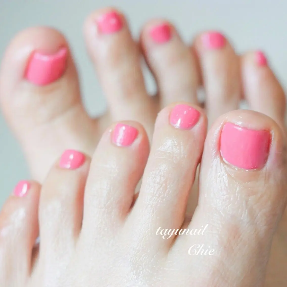 ネイル ブルー フットネイル ジェルネイル ワンカラーネイル パラジェル ネイルサロン 【たゆnail】のネイルデザイン
