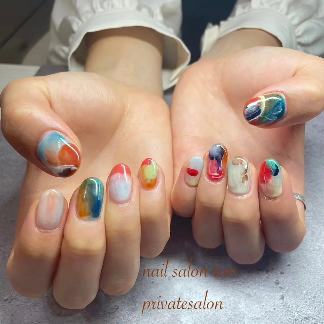 ネイル 大理石ネイル(マーブル) パステルネイル ハンドネイル ハンドケア nailsalon ranのネイルデザイン