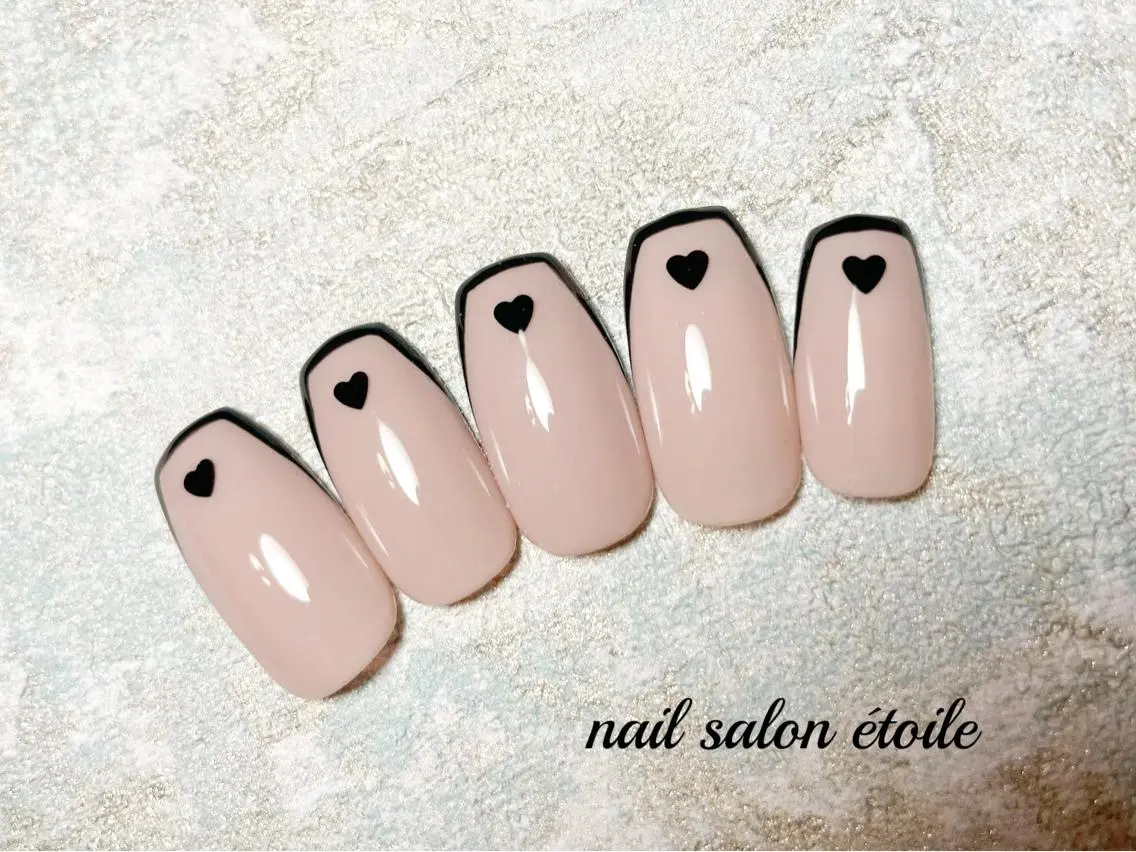 ネイル アートネイル フレンチネイル ジェルネイル ハート ピンク ハンドネイル nail salon étoileのネイルデザイン